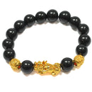 Bring Good Fortune - Gold Pixiu & Black Obsidian Feng Shui Bracelet