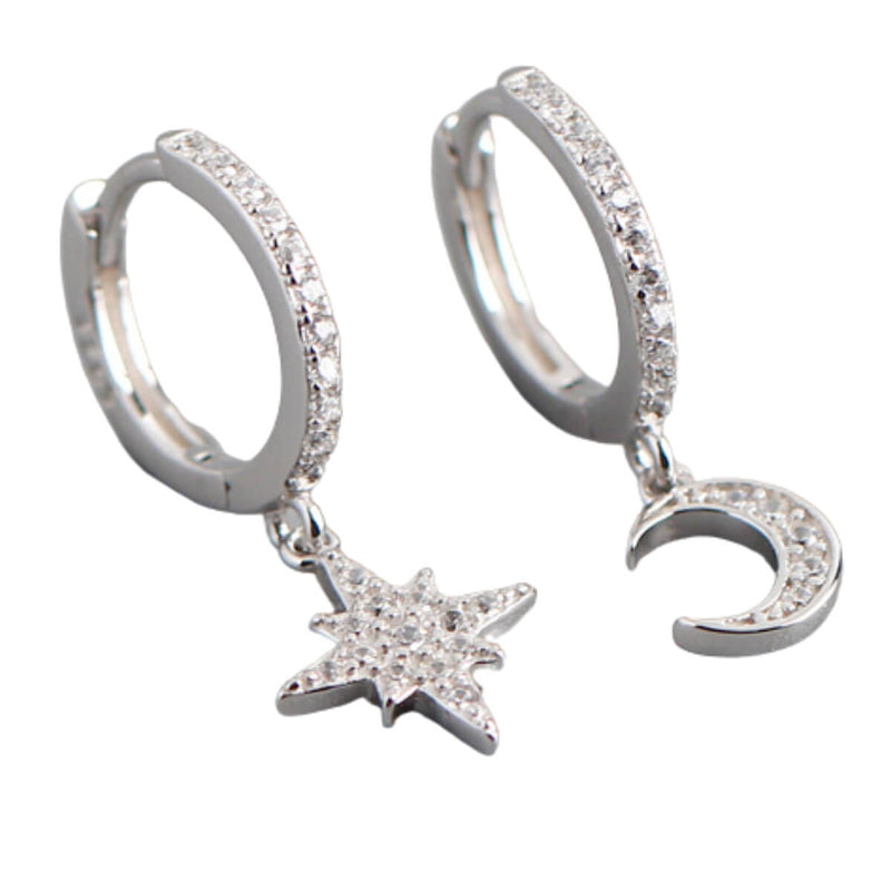 Star & Moon Earrings - Sterling Silver