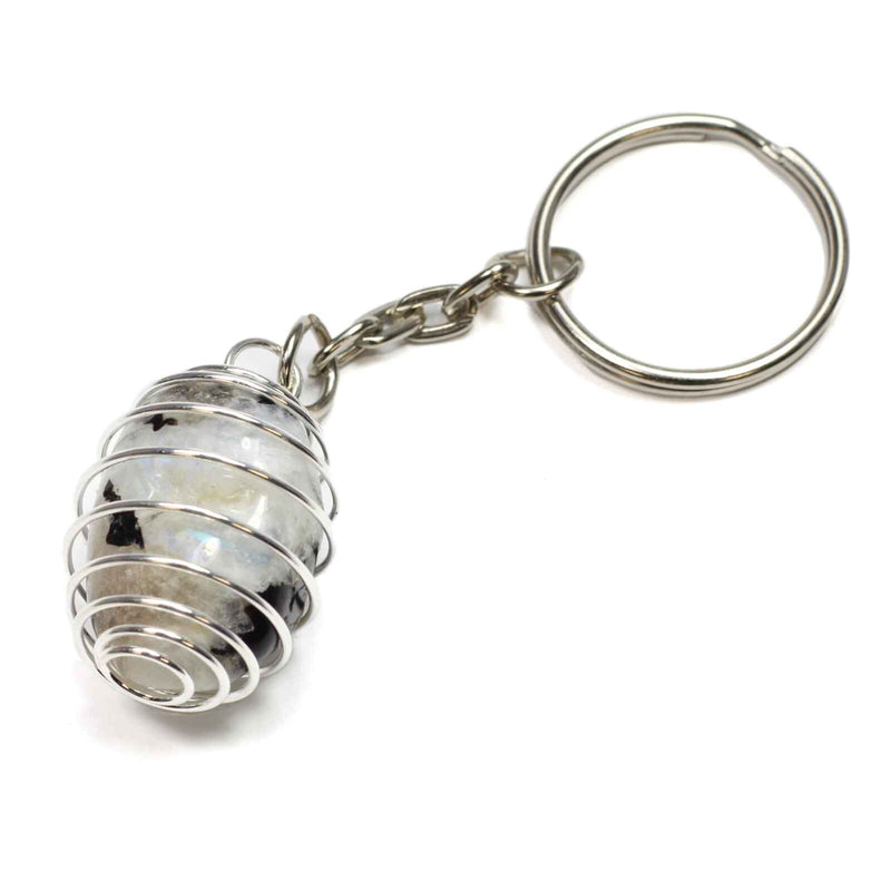 Rainbow Moonstone Spiral Cage Keyring