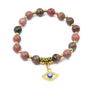 Self Love Evil Eye Charm Bracelet - Rhodochrosite