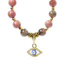 Self Love Evil Eye Charm Bracelet - Rhodochrosite