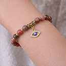 Self Love Evil Eye Charm Bracelet - Rhodochrosite