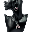 Rose Quartz Tree Of Life Jewellery Set (Necklace & Earrings)