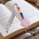 Sacred Heart Pendant & Feather Bookmark – Rose Quartz & Chakra Energy