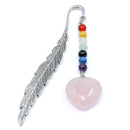Sacred Heart Pendant & Feather Bookmark – Rose Quartz & Chakra Energy