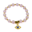 Love & Compassion Evil Eye Charm Bracelet - Rose Quartz