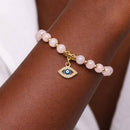 Love & Compassion Evil Eye Charm Bracelet - Rose Quartz
