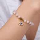Love & Compassion Evil Eye Charm Bracelet - Rose Quartz