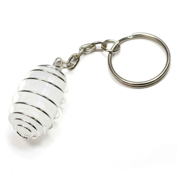 Selenite Spiral Cage Keyring