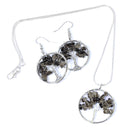 Smokey Quartz Tree Of Life Jewellery Set (Necklace & Earrings)