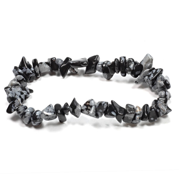 Snowflake Obsidian Stone Chip Bracelet