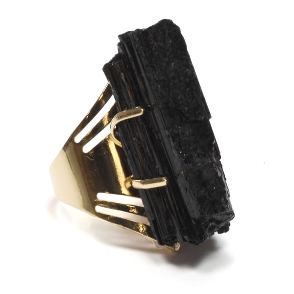 Tourmaline Gold Flat Adjustable Ring