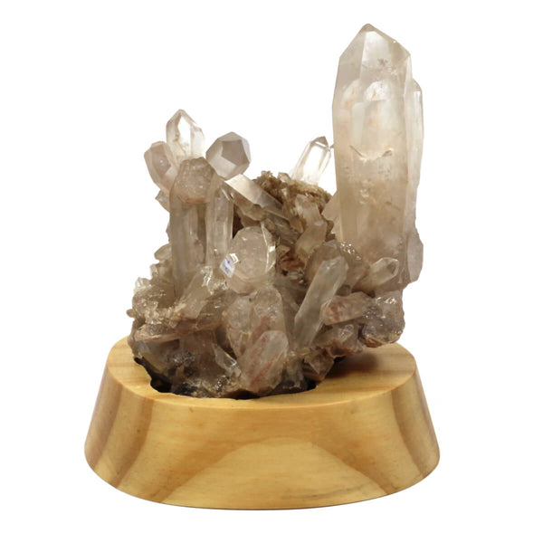 Smokey Quartz Cluster On Wooden Base (1220g)