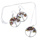 Watermelon Tourmaline Tree Of Life Jewellery Set (Necklace & Earrings)