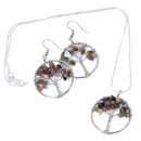 Watermelon Tourmaline Tree Of Life Jewellery Set (Necklace & Earrings)
