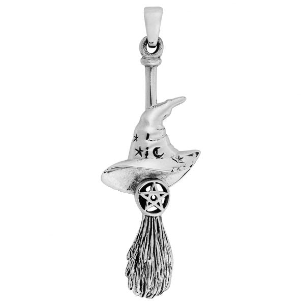 Witches Besom Hat Necklace - Sterling Silver