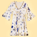 Evil Eye Protection Sari Dress – White, Blue & Gold – M/L