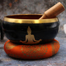 Buddha Singing Bowl Set - Black/Orange 14cm