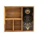 Four Section Tarot Box with Card Holder - Black Cover