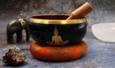 Buddha Singing Bowl Set - Black/Orange 14cm