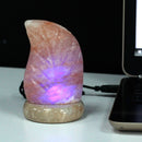 Multicolour USB Leaf Shaped Himalayan Salt Lamp - 10.5cm