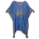 Evil Eye Protection Sari Kaftan – Blue & Gold - M/L