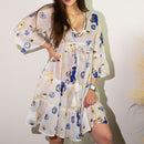 Evil Eye Protection Sari Dress – White, Blue & Gold – M/L