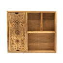Four Section Tarot Box with Card Holder - Natural Cover