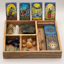 Four Section Tarot Box with Card Holder - Natural Cover