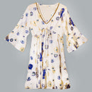 Evil Eye Protection Sari Dress – White, Blue & Gold – M/L