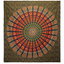 Green Peacock Mandala - Wall Hanging/Bedspread (200 x 230cm)