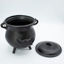 Large Cast Iron Cauldron with Triple Moon Design