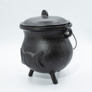 Large Cast Iron Cauldron with Triple Moon Design