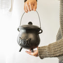 Large Cast Iron Cauldron with Triple Moon Design