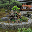 Elephants in Love with Crystal Ball, Light & Watermill - Water Fountain