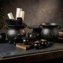 Large Cast Iron Cauldron with Triple Moon Design