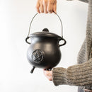 Large Cast Iron Cauldron with Pentagram Design