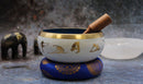 Yoga Moves Singing Bowl Set- White/Blue 14cm