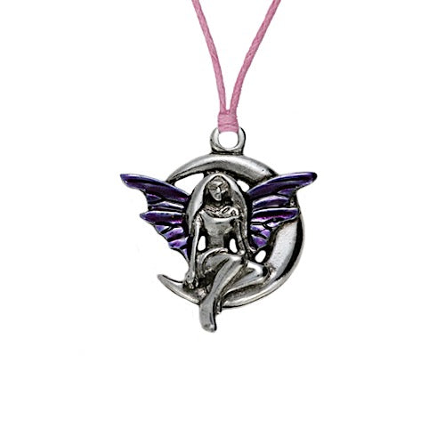 Purple Winged Fairy Necklace - Pewter