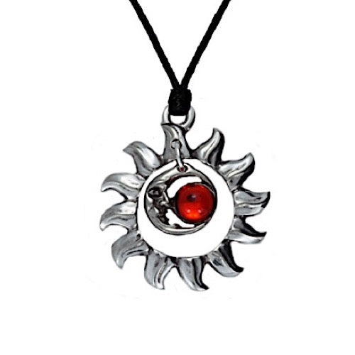 Moon And Sun Necklace - Pewter