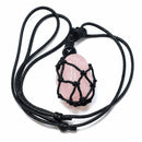 Rose Quartz Healing Crystal Holder Necklace for Love & Positive Connections