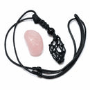 Rose Quartz Healing Crystal Holder Necklace for Love & Positive Connections