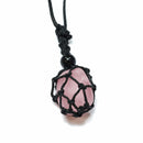Rose Quartz Healing Crystal Holder Necklace for Love & Positive Connections