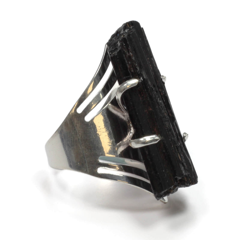 Tourmaline Silver Flat Adjustable Ring