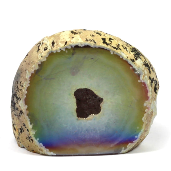 Aura Agate Geode With Cut Base (352g)