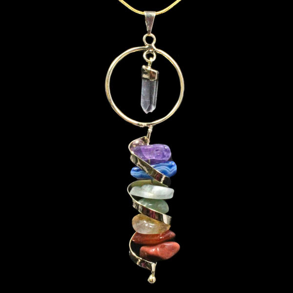 Chakra Crystal Gold Pendant with Gold Chain