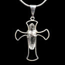 Clear Quartz Crystal Silver Cross Pendant with Silver Chain