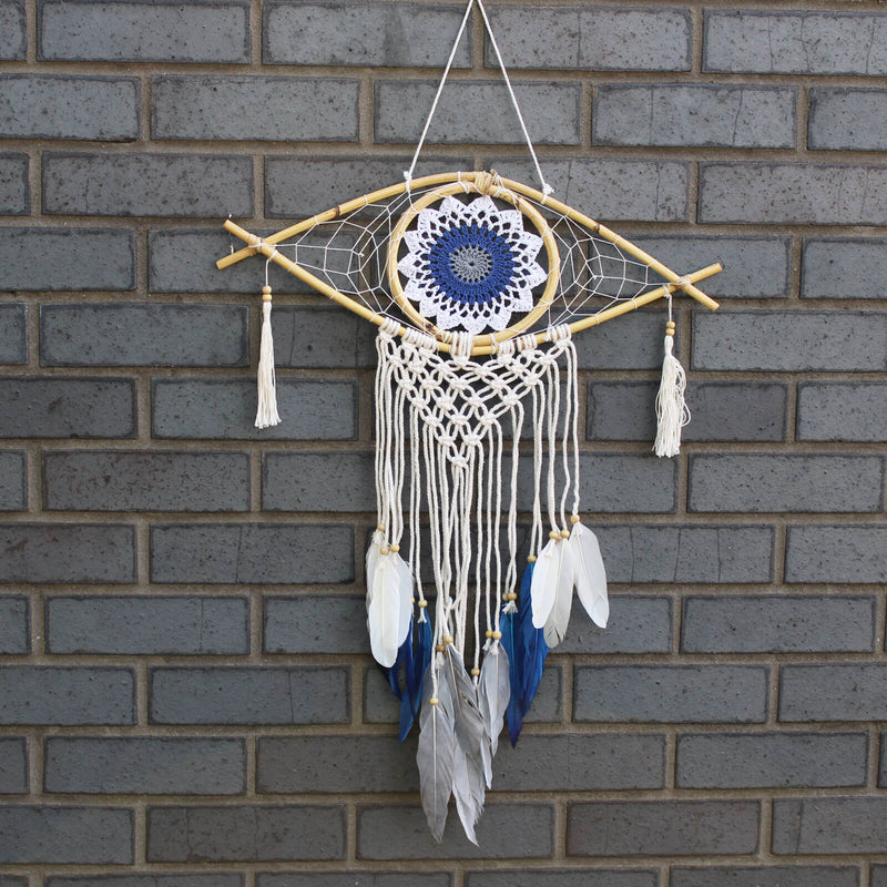 Large Protection Dream Catcher - Med Macrame Evil Eye