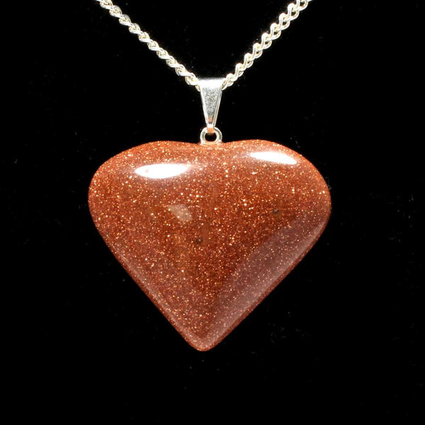 Red Goldstone Heart Pendant with Chain