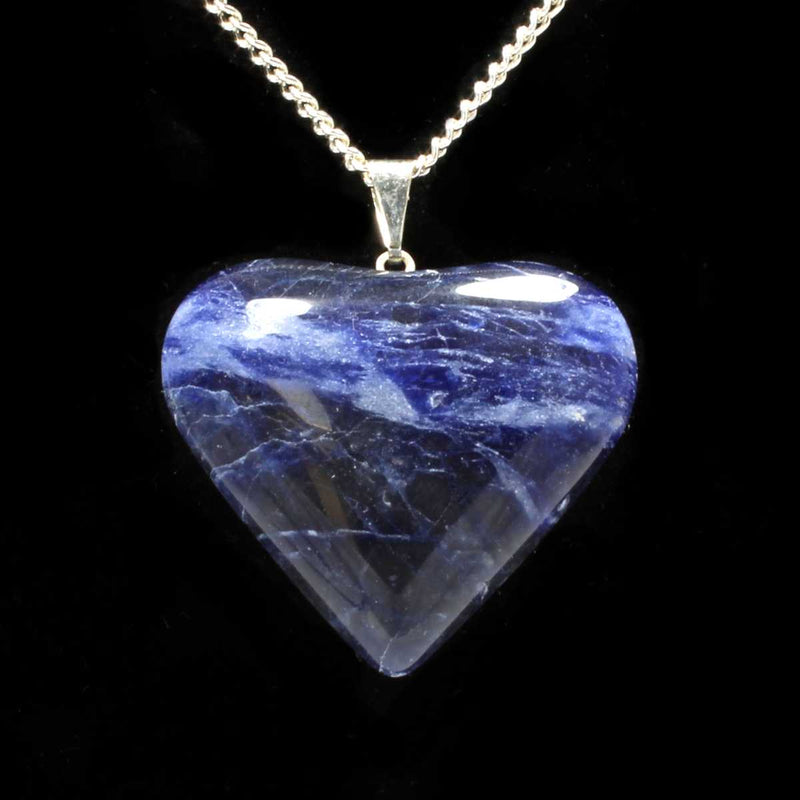 Sodalite Heart Pendant with Silver Chain